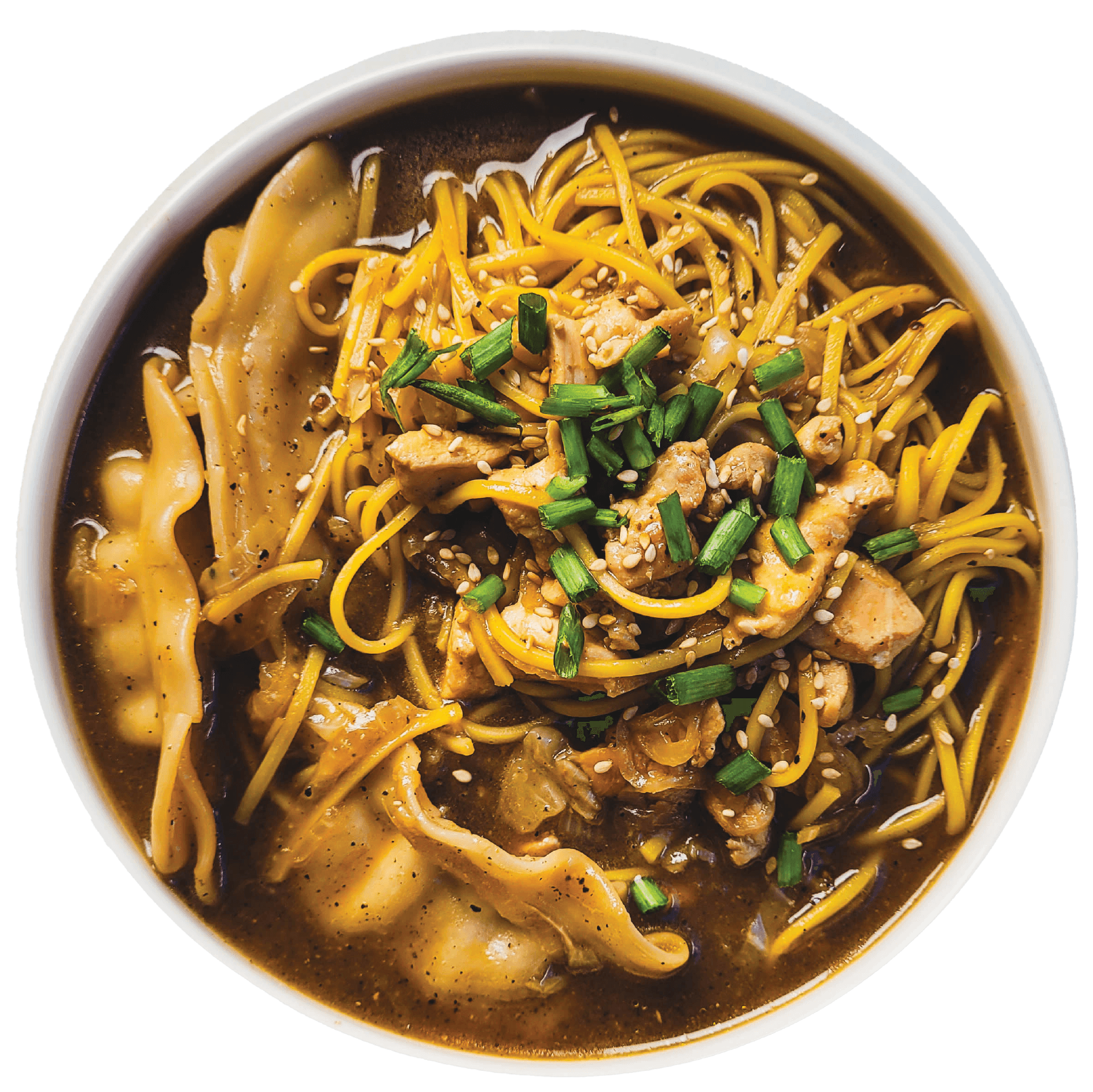 Momos and noodle soup